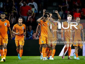 Netherlands midfielder Tijani Reijnders celebrates the goal during the match between the Netherlands and Bosnia and Herzegovina at the Phili...