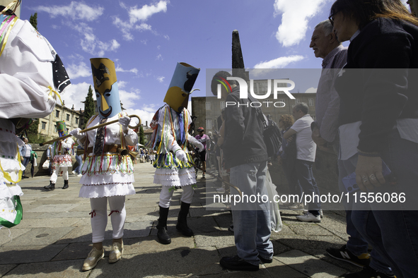 The annual parade of traditional costumes for the entroido, as the carnival is known in Galicia, takes place through the streets of Santiago...