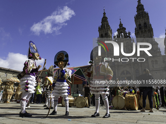 The annual parade of traditional costumes for the entroido, as the carnival is known in Galicia, takes place through the streets of Santiago...