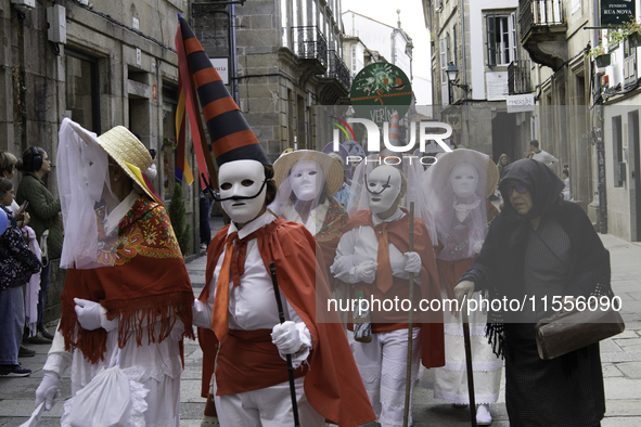 The annual parade of traditional costumes for the entroido, as the carnival is known in Galicia, takes place through the streets of Santiago...