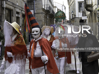 The annual parade of traditional costumes for the entroido, as the carnival is known in Galicia, takes place through the streets of Santiago...