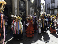 The annual parade of traditional costumes for the entroido, as the carnival is known in Galicia, takes place through the streets of Santiago...