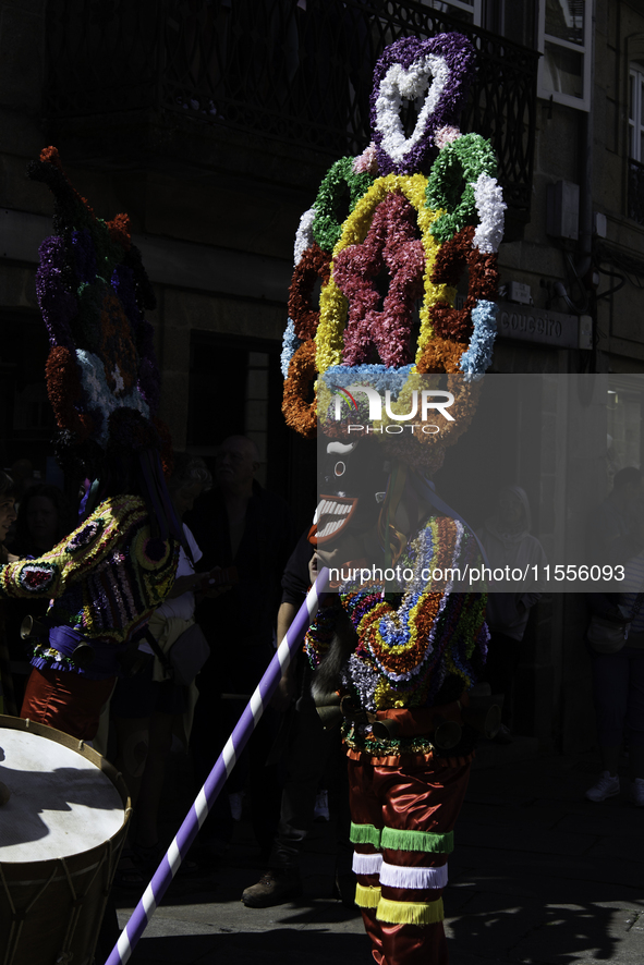 The annual parade of traditional costumes for the entroido, as the carnival is known in Galicia, takes place through the streets of Santiago...