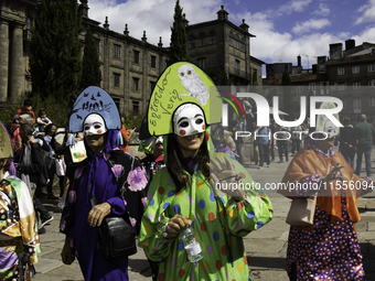 The annual parade of traditional costumes for the entroido, as the carnival is known in Galicia, takes place through the streets of Santiago...