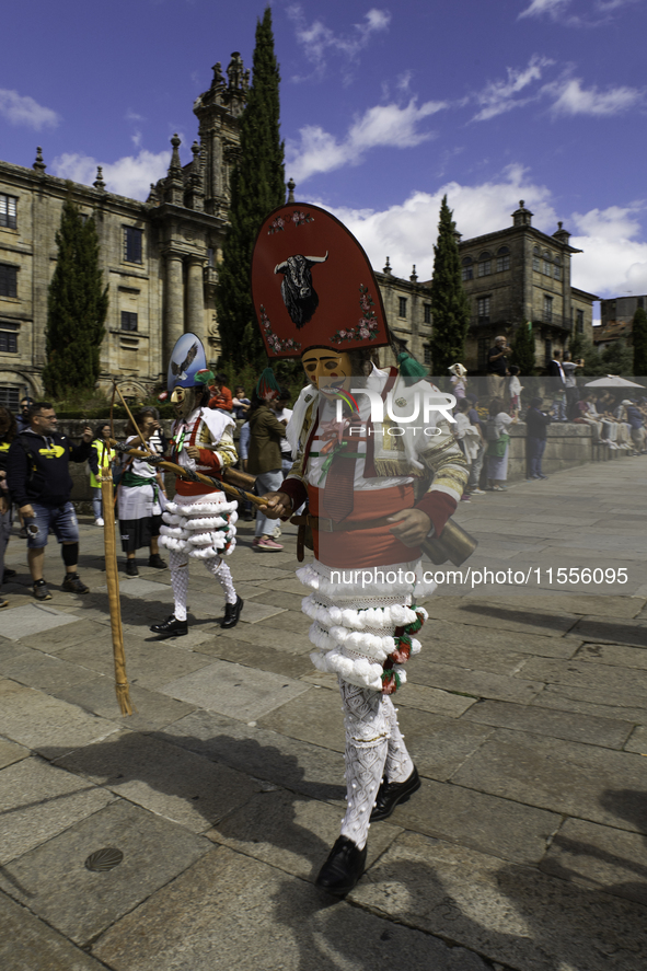 The annual parade of traditional costumes for the entroido, as the carnival is known in Galicia, takes place through the streets of Santiago...