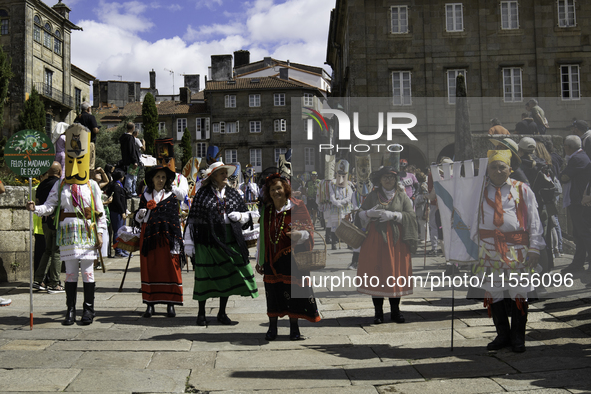 The annual parade of traditional costumes for the entroido, as the carnival is known in Galicia, takes place through the streets of Santiago...