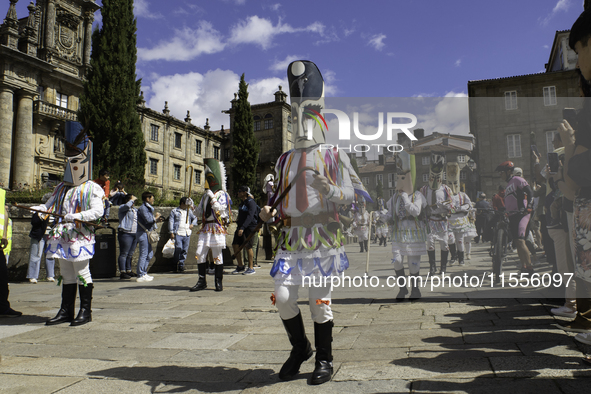 The annual parade of traditional costumes for the entroido, as the carnival is known in Galicia, takes place through the streets of Santiago...