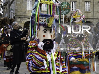 The annual parade of traditional costumes for the entroido, as the carnival is known in Galicia, takes place through the streets of Santiago...