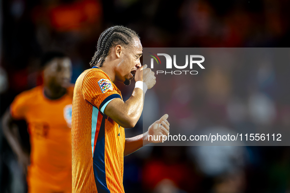 Netherlands midfielder Xavi Simons plays during the match between the Netherlands and Bosnia and Herzegovina at the Philips Stadium for the...