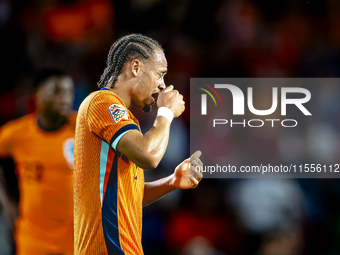 Netherlands midfielder Xavi Simons plays during the match between the Netherlands and Bosnia and Herzegovina at the Philips Stadium for the...