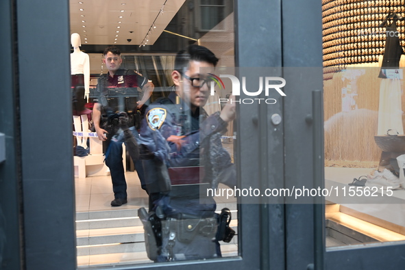 Zara is closed to the public due to a crime scene in Manhattan, New York, United States, on September 7, 2024. On Saturday afternoon, police...