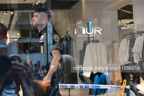 Zara is closed to the public due to a crime scene in Manhattan, New York, United States, on September 7, 2024. On Saturday afternoon, police...