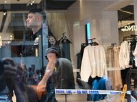 Zara is closed to the public due to a crime scene in Manhattan, New York, United States, on September 7, 2024. On Saturday afternoon, police...