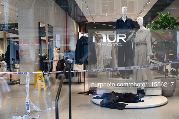 Zara is closed to the public due to a crime scene in Manhattan, New York, United States, on September 7, 2024. On Saturday afternoon, police...