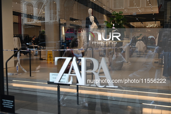 Zara is closed to the public due to a crime scene in Manhattan, New York, United States, on September 7, 2024. On Saturday afternoon, police...