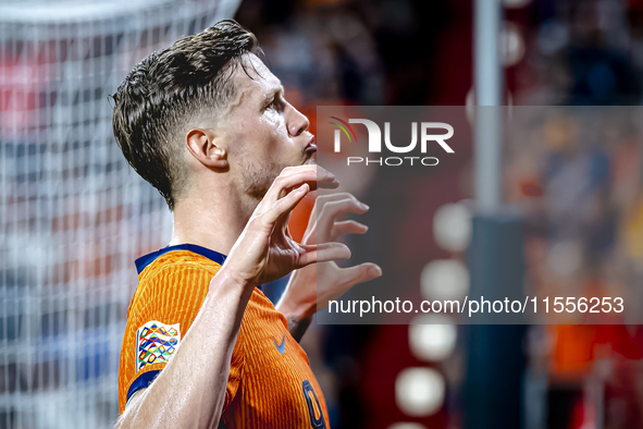 Netherlands forward Wout Weghorst scores the 4-2 during the match between the Netherlands and Bosnia and Herzegovina at the Philips Stadium...