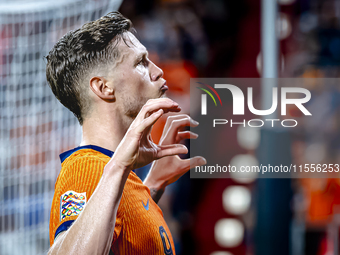 Netherlands forward Wout Weghorst scores the 4-2 during the match between the Netherlands and Bosnia and Herzegovina at the Philips Stadium...