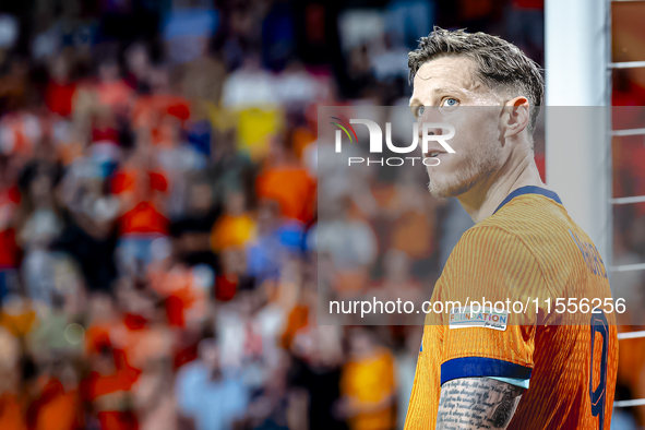 Netherlands forward Wout Weghorst scores the 4-2 during the match between the Netherlands and Bosnia and Herzegovina at the Philips Stadium...