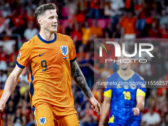 Netherlands forward Wout Weghorst scores the 4-2 during the match between the Netherlands and Bosnia and Herzegovina at the Philips Stadium...