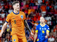 Netherlands forward Wout Weghorst scores the 4-2 during the match between the Netherlands and Bosnia and Herzegovina at the Philips Stadium...