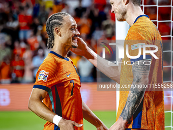 Netherlands forward Wout Weghorst scores the 4-2 during the match between the Netherlands and Bosnia and Herzegovina at the Philips Stadium...