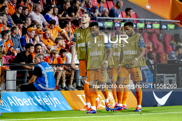 Netherlands midfielder Quinten Timber and Netherlands defender Jurrien Timber during the match between the Netherlands and Bosnia and Herzeg...