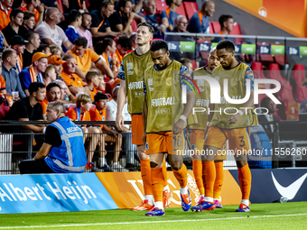 Netherlands midfielder Quinten Timber and Netherlands defender Jurrien Timber during the match between the Netherlands and Bosnia and Herzeg...