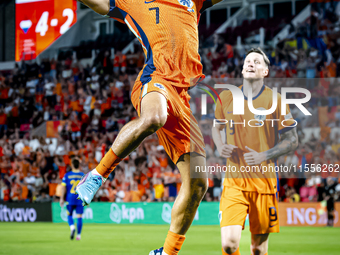 Netherlands midfielder Xavi Simons scores the 5-2 during the match between the Netherlands and Bosnia and Herzegovina at the Philips Stadium...