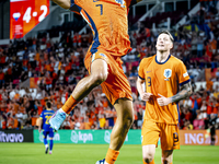 Netherlands midfielder Xavi Simons scores the 5-2 during the match between the Netherlands and Bosnia and Herzegovina at the Philips Stadium...