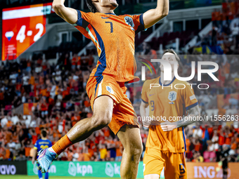 Netherlands midfielder Xavi Simons scores the 5-2 during the match between the Netherlands and Bosnia and Herzegovina at the Philips Stadium...