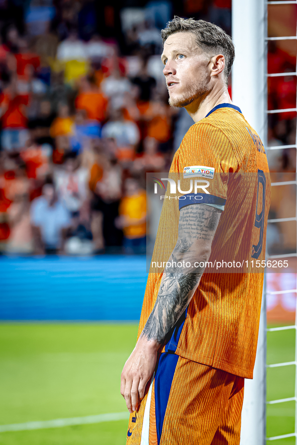 Netherlands forward Wout Weghorst scores the 4-2 during the match between the Netherlands and Bosnia and Herzegovina at the Philips Stadium...