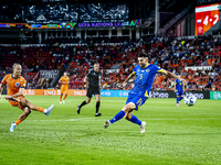 Netherlands midfielder Xavi Simons scores the 5-2 during the match between the Netherlands and Bosnia and Herzegovina at the Philips Stadium...