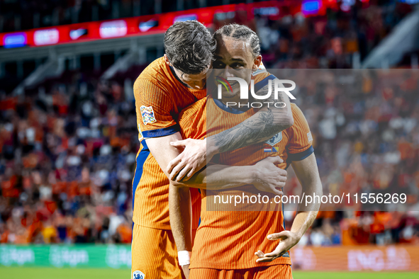 Netherlands midfielder Xavi Simons scores the 5-2 during the match between the Netherlands and Bosnia and Herzegovina at the Philips Stadium...