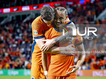 Netherlands midfielder Xavi Simons scores the 5-2 during the match between the Netherlands and Bosnia and Herzegovina at the Philips Stadium...