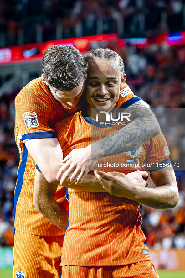 Netherlands midfielder Xavi Simons scores the 5-2 during the match between the Netherlands and Bosnia and Herzegovina at the Philips Stadium...