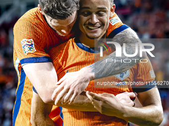 Netherlands midfielder Xavi Simons scores the 5-2 during the match between the Netherlands and Bosnia and Herzegovina at the Philips Stadium...