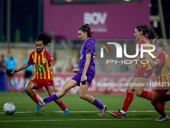 Amelie Delabre (C) of Anderlecht is in action during the UEFA Women's Champions League First qualifying round, Semi-finals CP-Group 4 soccer...