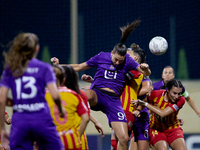 Amelie Delabre of Anderlecht heads the ball during the UEFA Women's Champions League First qualifying round, Semi-finals CP-Group 4 soccer m...