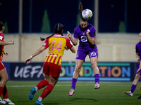 Amelie Delabre of Anderlecht heads the ball towards the goal during the UEFA Women's Champions League First qualifying round, Semi-finals CP...