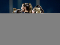 Amelie Delabre (R) of Anderlecht celebrates scoring the 1-0 goal with teammates during the UEFA Women's Champions League First qualifying ro...