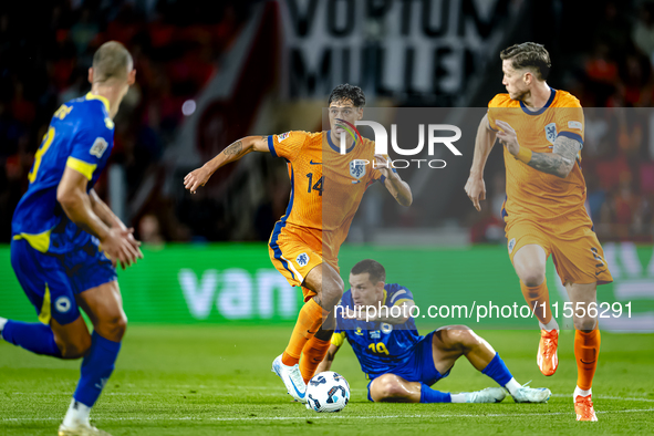 Netherlands midfielder Tijani Reijnders plays during the match between the Netherlands and Bosnia and Herzegovina at the Philips Stadium for...