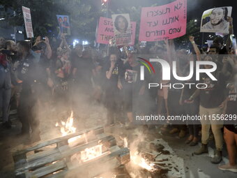 Thousands of Israelis protest against the Israeli government, calling for the immediate release of the hostages still held by Hamas in Gaza,...