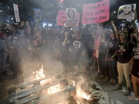 Thousands of Israelis protest against the Israeli government, calling for the immediate release of the hostages still held by Hamas in Gaza,...