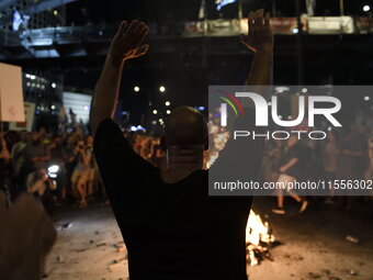 Thousands of Israelis protest against the Israeli government, calling for the immediate release of the hostages still held by Hamas in Gaza,...