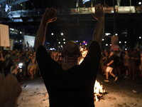 Thousands of Israelis protest against the Israeli government, calling for the immediate release of the hostages still held by Hamas in Gaza,...