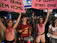 Thousands of Israelis protest against the Israeli government, calling for the immediate release of the hostages still held by Hamas in Gaza,...