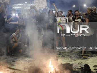 Thousands of Israelis protest against the Israeli government, calling for the immediate release of the hostages still held by Hamas in Gaza,...