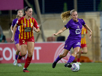 Nikki Ijzerman of Anderlecht is closely followed by Gabriella Zahra of Birkirkara during the UEFA Women's Champions League First qualifying...