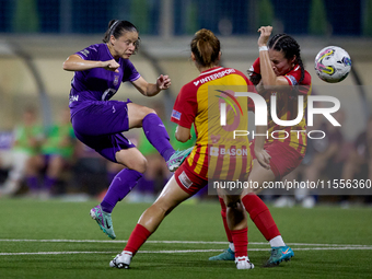 Stefania Vatafu (L) of Anderlecht is in action during the UEFA Women's Champions League First qualifying round, Semi-finals CP-Group 4 socce...