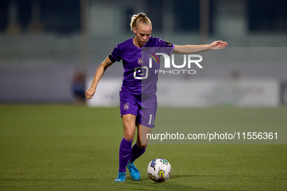 Sarah Wijnants of Anderlecht is in action during the UEFA Women's Champions League First qualifying round, Semi-finals CP-Group 4 soccer mat...